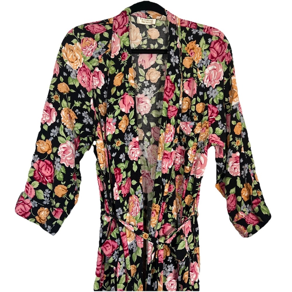 Victoria's Secret Gold Label Floral Kimono Robe Dress 90s Vintage Size P/S